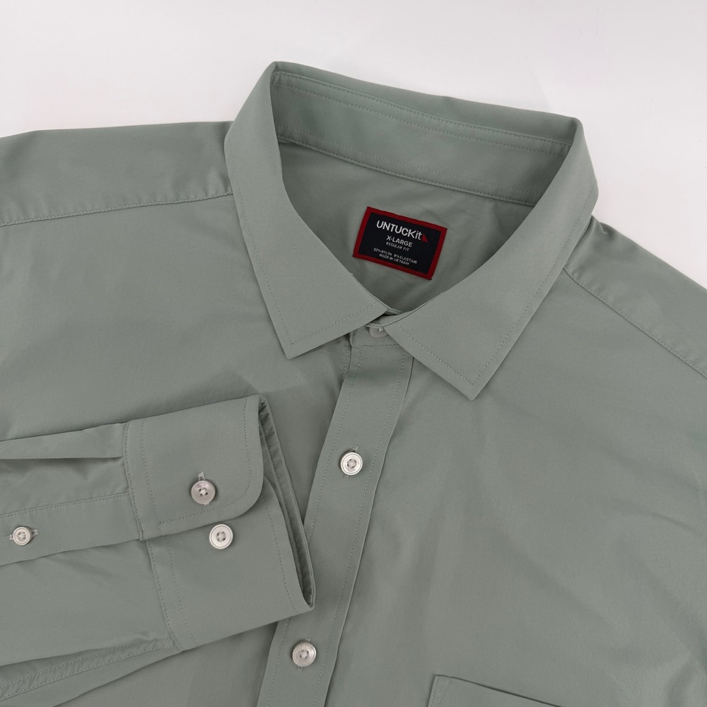 UNTUCKit Gironde Shirt Mens XL Sage Green Regular Fit Stretch Nylon 40349